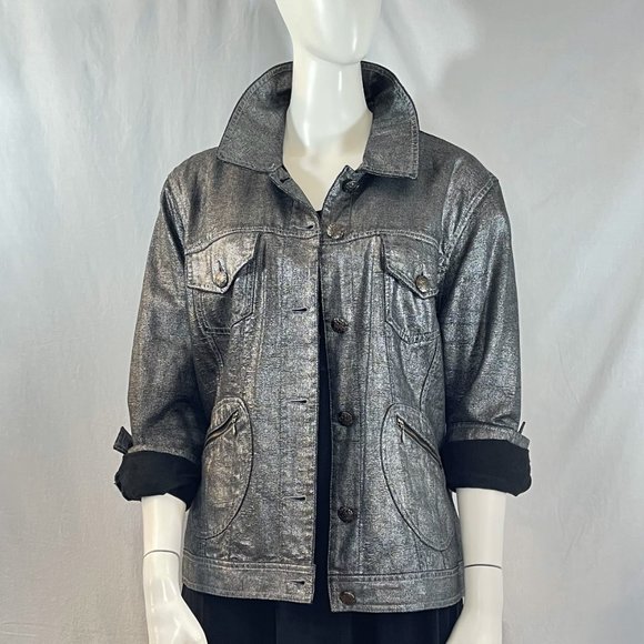 Dark Silver Metallic Jacket | Chico's - Picture 1 of 7